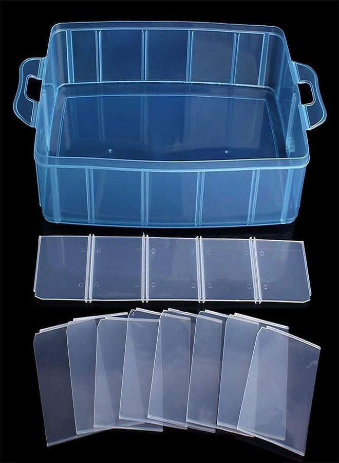 KARP Jewellery Organisers, Plastic 3 Layer 30 Grid Portable Transparent Storage Detachable Box Organizer Case With Adjustable Dividers For Jewelry Sewing Button Earrings (Blue), 17X25X18 Cm - Image 4